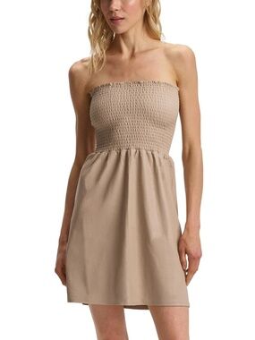 Commando Beige Strapless Smocked Dress